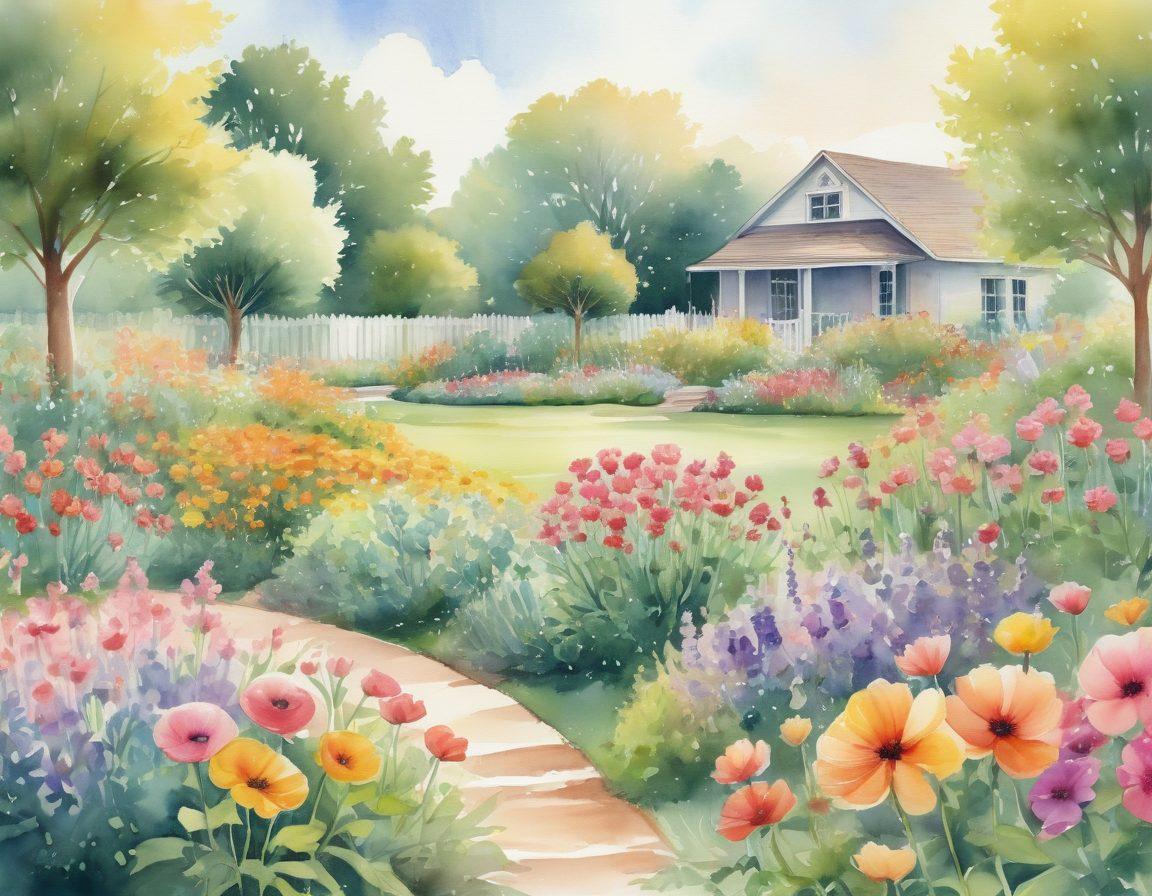A serene landscape showcasing a diverse group of people supporting each other in a warm, inviting community garden. Vibrant flowers symbolize hope and healing, while soft sunlight bathes the scene, highlighting the joy and connection among individuals sharing their cancer care journeys. Include a prominent, uplifting quote about empowerment and wellness in elegant typography. watercolor painting. warm tones. community focused.